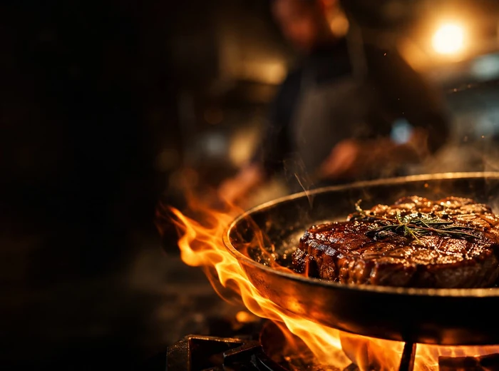Gastronomia e fogo, imagem da identidade visual da Alta Mídia Gourmet